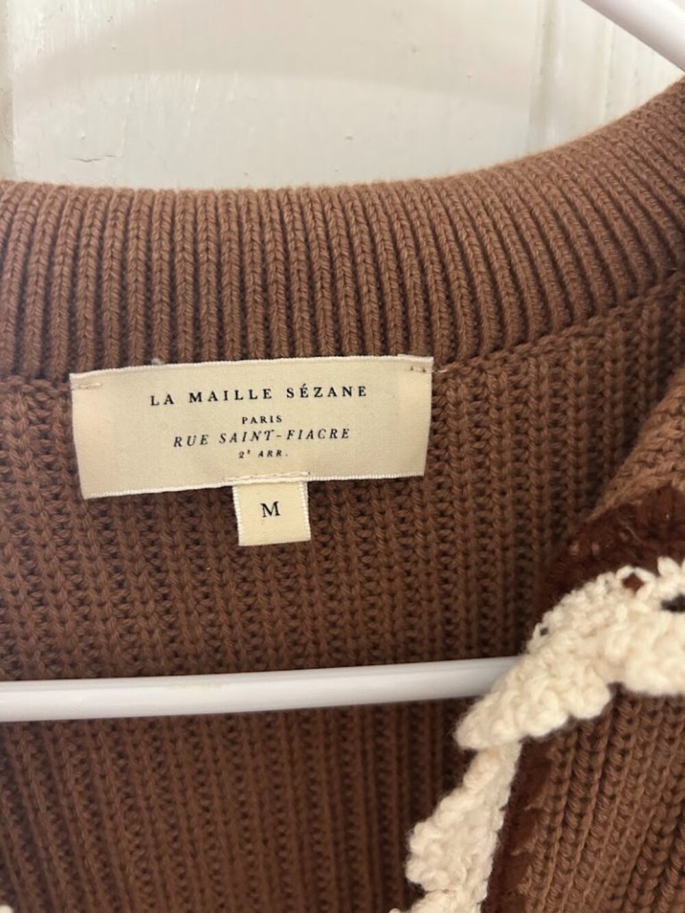 Sezane Ivane Sweater - Camel with Ecru Details - Size Medium - Like New - Picture 3 of 3